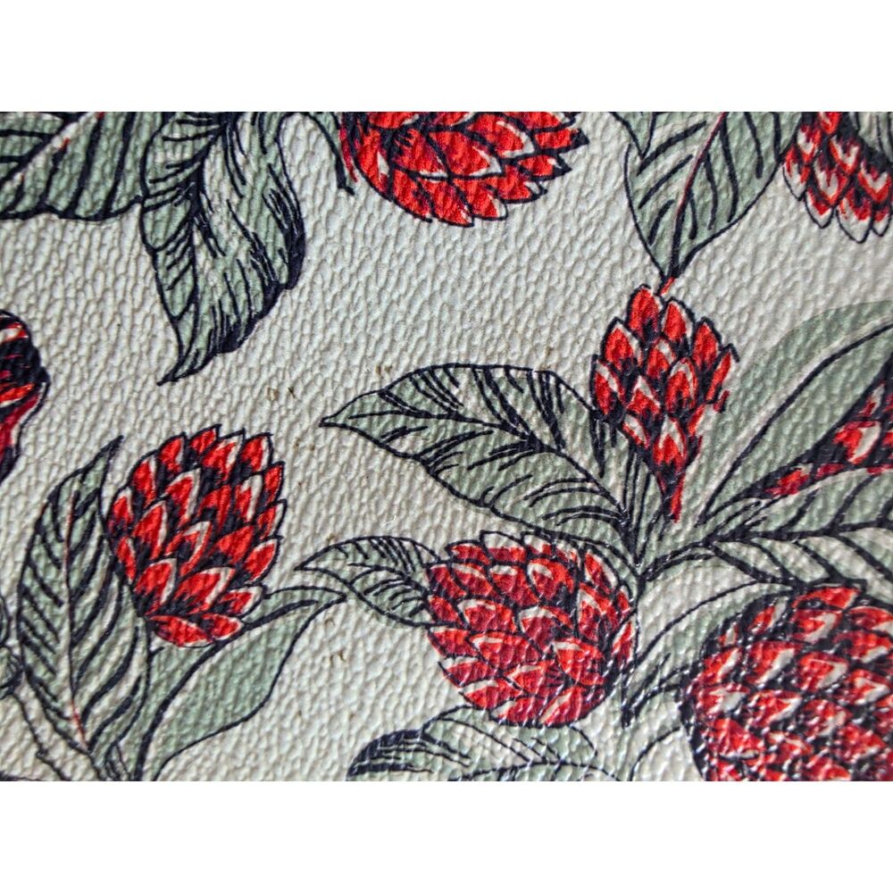 Tory Burch Red Botanical Floral Print Large Zip Pouch Clutch Wristlet - Picture 2 of 5